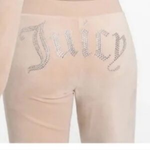 Juicy Couture Velour pants with Rhinestone details on back and on front …